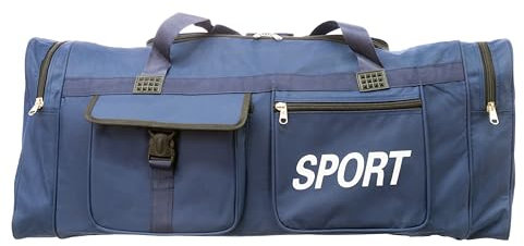 Borsone Palestra XXL 90 Litri, Borsa Sportiva Uomo/Donna Grande con 4 Tasche Laterali, Taschino Interno e Tracolla - Ideale come Borsone Piscina e Borsa Sport, colore blu, dimensioni 90x32x37 cm