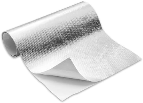 Esterilla de protección térmica autoadhesiva, 60 x 250 cm, respaldo adhesivo de aluminio, lámina de fibra de vidrio, protección contra el calor aluminizado, práctico escudo térmico para manguera y uso