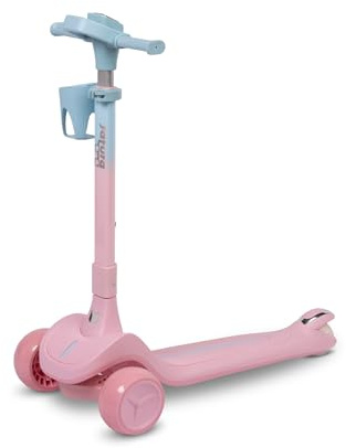 TOYZ - Scooter Barn 3 År - Scooter Barn Satura - med Balanskontroll och Självlysande Hjul - Justerbart Styre och Flaskhållare - Barnscooter, Trehjuling, Barnscooter - Rosa
