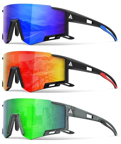 NSSIW Kids-Sunglasses Sports Sun Glasses: Youth Baseball Sunglasses Shades for Boys Girls UV400 Cycling 3 Pack Age 6-16