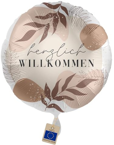 Folienballon Herzlich Willkommen Wilde Blumen Luftballon herzliche Begrüßung Party Heimkehr Rückkehr Reise Ballon Made in EU, Helium geeignet