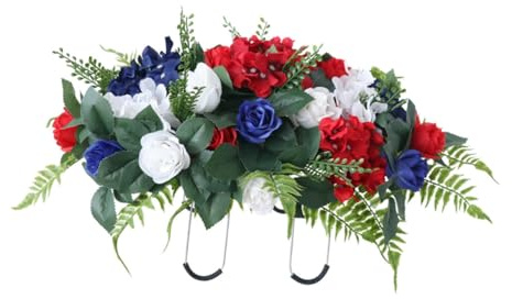 BESTYASH Künstliche Grabblumen für Grab und Stein, Wetterfest, Seide, Eisen | Gedenkblumen für Friedhof und Zeremonien, Realistische Haptik, Farbbeständig Draußen, Elegante Wirkung