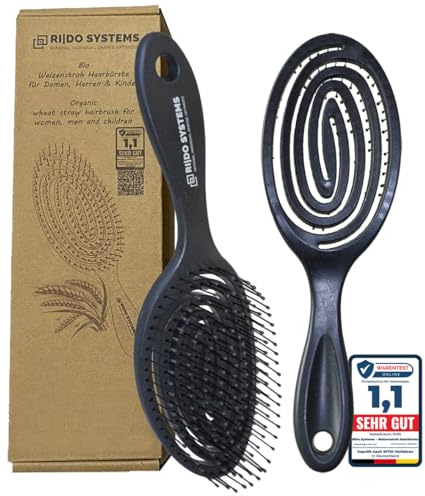 Ri|Do Systems Bio-Haarbürste ohne Ziepen – Detangler und Entwirrbürste für Frauen, Männer & Kinder – für Locken, nasses, langes & feines Haar – Antiziepbürste – Hair Brush & Reisebürste – anthrazit
