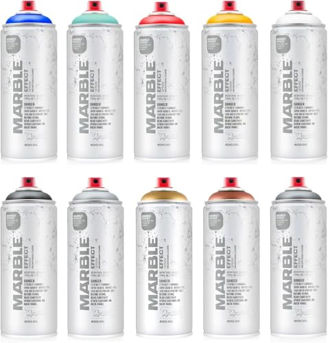 Montana MARBLE Effekt Spray – Hochdeckende Sprühfarbe für realistische Marmoroptik - high pressure - 400ml (EM9000 Marble Black)