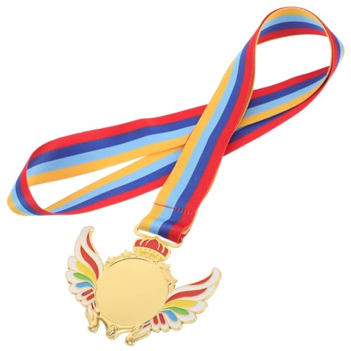 Happyyami Medaillen mit Kunststoff Anhänger und Halsband Sportauszeichnung für Schüler Vielseitig Einsetzbar bei Schulveranstaltungen Fußballwettbewerben und Partypreisen Goldfarbene