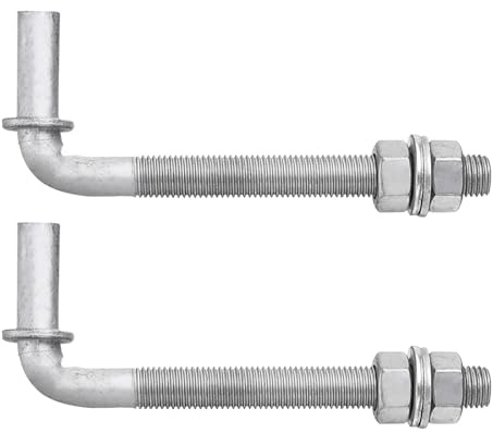 sourcing map 2 Pack J Bolt Gate Hinge, 6 Galvanized Steel Farm Gate Hinges, J-Bolt Chain Link Fence with 5/8 Male Pin for Back Yard, Farm Garden Door