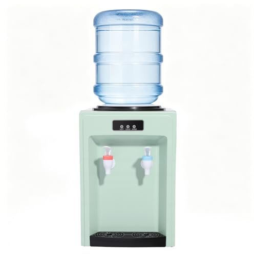Dispensador de Agua eléctrico de 24 x 24 x 36 cm, dispensador de Agua Caliente y fría, 220 V, Cubo aplicable de 4,5 – 18,9 L, máquina de Agua para el hogar, dispensador de Agua fría (Negro y Verde)