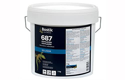 BOSTIK 687 VENTILACIÓN Gris - Bote 7 kg | Sellador Acrílico Aplicable a Brocha o Espátula - sin Disolventes - sin Olor - Permanentemente Plástico y Elástico