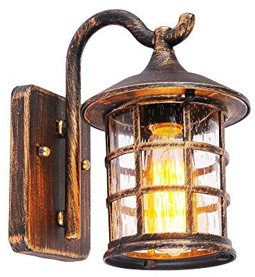 VanMe Antike, Rustikale Eisen Wandleuchte Wasserdichte Outdoor Wandleuchte Vintage Licht Flur Wandleuchter, Braun