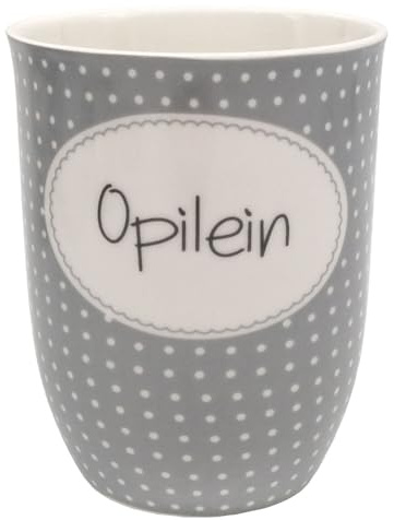 Mea-Living Tasse mit Henkel OPILEIN grau, 500ml, Becher mit Spruch, Geschenkidee für Opa, Spruchtasse für Grosseltern