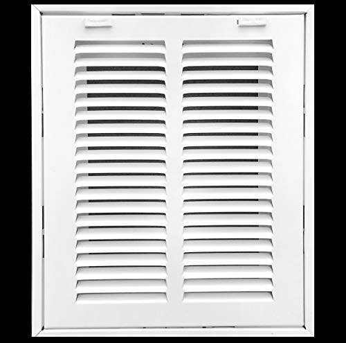 HVAC Premium 8 x 14 Duct Opening Steel Return Air Filter Grille, for 1-inch Filter, Removable Door, Flat Stamped HVAC Vent Cover Grille, Outer Dimensions 10.5 x 16.5