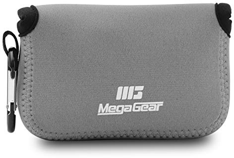 MegaGear MG1425 Panasonic Lumix DC-ZS200, TZ200, Leica C-Lux Ultraleichte Kameratasche aus Neopren, mit Karabiner Haken - Grau