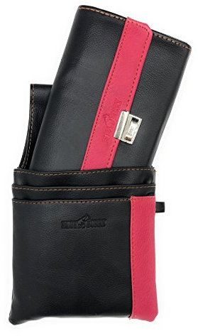Kellnerbörse mit Kette und Holster Kellnertasche Kellnerportemonnaie Taxibörse schwarz (pink)