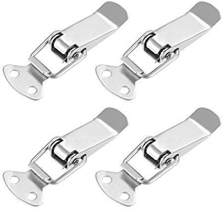 sourcing map Fermeture à Levier Fermoir 201 Acier Inox Ressort Chargé Basculer Loquet Capture Pince Moraillon 72mm, 4pc