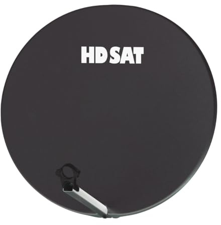 HDSAT Parabola satellitare in fibra composita, grigio antracite, 75 cm + flange in acciaio anti-corrosione