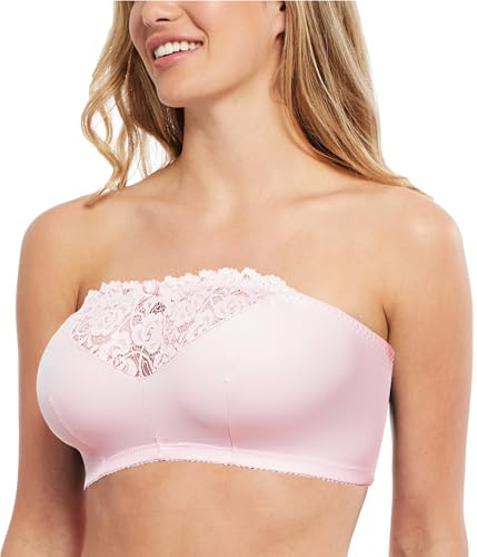Carole Martin Strapless Bras for Women, Wireless Womens Bandeau Bra from Small to Plus Size - 36 Pink