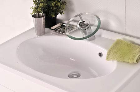 SAM Milchglasbecken Santana, Waschbecken oval, weißes Glas, Waschtisch 70 cm, ohne Unterschrank