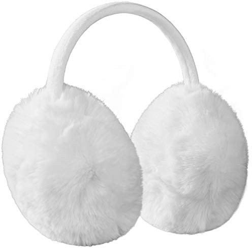 dressforfun 303432 Flauschige Ohrenschützer, dicker Plüschbezug, Höhen- und breitenverstellbar, weiß