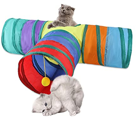 AOKUY Katzentunnel Katze Spielzeugund Katze Würfel Pop Up zusammenklappbare Kätzchen Indoor Outdoor Spielzeug-zusammenklappbare 3 Weg Katze Tube-für Katze, Welpen, Kitty, Kätzchen, Kaninchen …