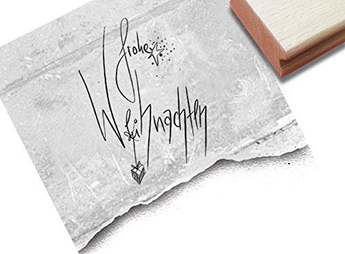 Stempel Weihnachtsstempel Frohe Weihnachten, Handschrift - Textstempel Weihnachtsfest Karten Geschenkanhänger Basteln Weihnachtsdeko - zAcheR-fineT