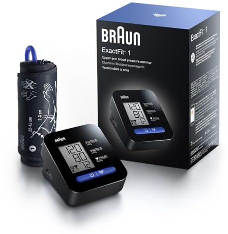 Braun ExactFit 1 Oberarm-Blutdruckmessgerät | Klinisch nachgewiesene Präzision | Einfach zu benutzen | Großes Display | Universalmanschette | Für den nicht-kommerziellen Gebrauch | BUA5000