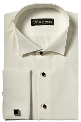 Jack Martin - Camicia Smoking con Collo ad Ala - Camicia Slim Fit per Eventi Formali (Crema, XXL)