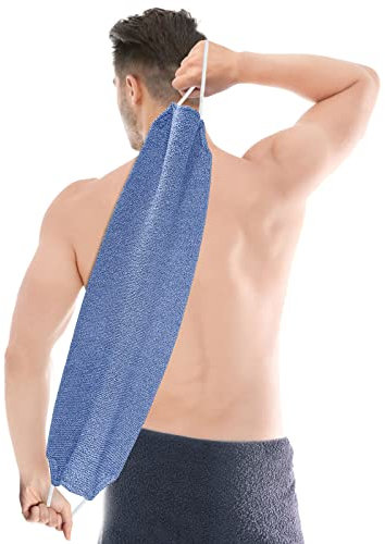 Migliore Wear Rückenbürste für Körperpeeling, Doppelseitige Badebürste Rückenschrubber, Natürliche Dusche Körperbürste mit 2 GRIFFE, Rücken Waschhilfe zum Entfernen Abgestorbener Haut