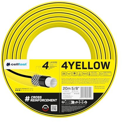 Cellfast Manguera de jardín 4YELLOW 4 capas diámetro de 5/8(15mm) y una longitud de 20 metros