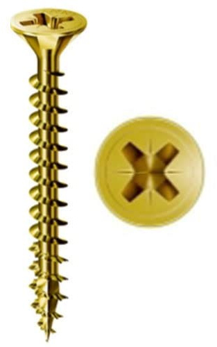 Set da 25 Viti per Legno Trucciolare Autofilettanti a Testa Svasata - Set ideale per Lavori fai da te e Bricolage - Disponibili in diversi colori e misure (4x50, Gialla)