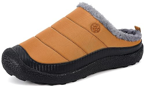 Eagsouni Womens Mens House Slippers Outdoor Winter Shoes Yellow,8.5W/7.5M
