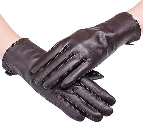 Wvapzxx Winterwolle Gefütterte Klassische Business-Lederhandschuhe Für Damen, Touchscreen-Echtlederhandschuhe