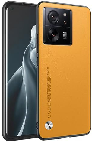 HONLEN Funda para Xiaomi MI 13T / Xiaomi MI 13T Pro (6.67 Inches) Carcasa de Negocios Respaldo de Cuero Amarillo
