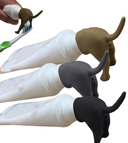 Taicols 3 Stück Zahnpasta für den Hintern des Hundes, Dekoration von Zahnpasta für den Hintern, tragbare Zahnpasta (grau, braun, schwarz)