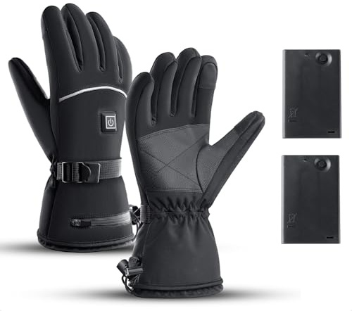 Beheizbare Handschuhe für Herrenr und Damen, beheizte Handschuhe mit 4000-mAh-Akku, 3 Heizeinstellungen, Touchscreen wärmende handschuhe für Motorrad,Skifahren (Batteriegehäuse – Ohne Batterien)