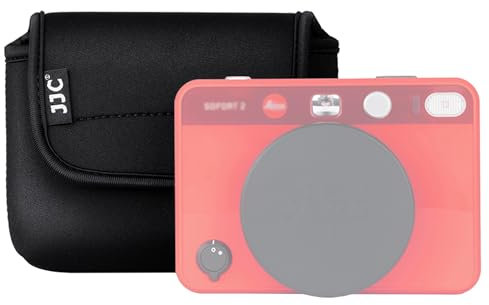 JJC Kompaktkameratasche aus Neopren mit Klettverschluss Kompatibel mit Leica Sofort 2 Sofortbildkamera, D-Lux 8 D-Lux7 Fuji X-HF1, Taschen-Organizer, Schwarz