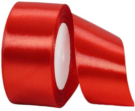 Breit Satinband Rot 40mm - 22m Satinband Rot Fein Schleifenband Dekoband Seidenband Stoffband für Dekoration Handwerkskleid Hochzeit Geburtstag