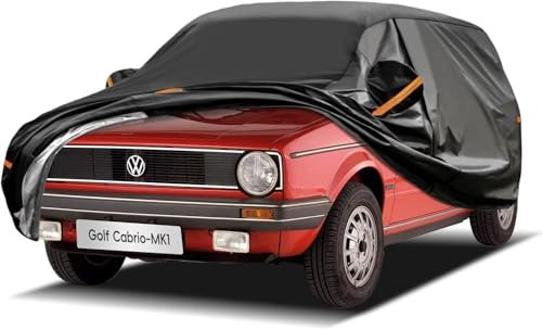 GUNHYI Auto Abdeckplane Wasserdicht Passend für Golf Cabrio-MK1（1979-1993） 7 Schichten Vollgarage Autoabdeckung Autoplane für Regen Sonne Schutz，Mit Baumwollfutter und Reißverschluss ausgestattet.