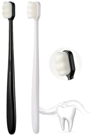 2 Confezione Colore Misto Extra Morbidi Spazzolino Manuale per Adulti Fibra Sterile Morbido Micro Nano Testa Compatta per Fragili Denti Recessione Gengivale Orale