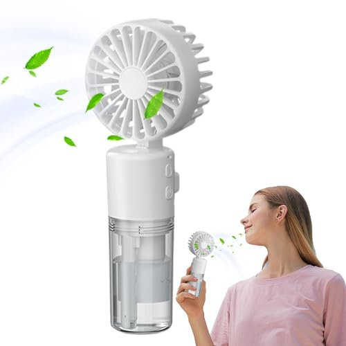 Water Mist Fan Handheld Rechargeable Spray Fan with Water Mist,Foldable Portable Summer Supplies with Ergonomic Handle, Cooling Fan for Women, Men, Boys, Girls