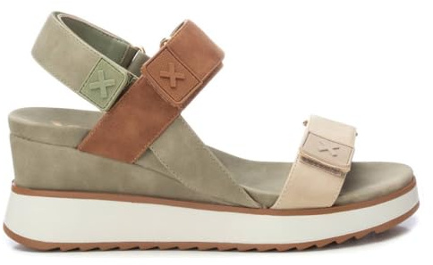 XTI - Sandalia Mujer Kaki - Calzado Cómodo y Versátil - Moda casual - Modelo 14384806 (Talla 37)