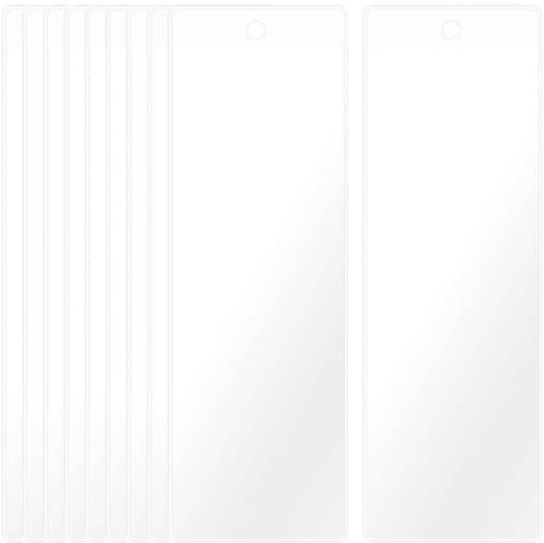 SOFPLATE 10 pochette Transparente de 6.7 x 2.3 Pouce pour Marque Pages Pochettes pour Marqueurs de Livres en Vrac Sacs D'Emballage en Plastique Vierges Cadres de Photomaton Support avec Trou pour Prot