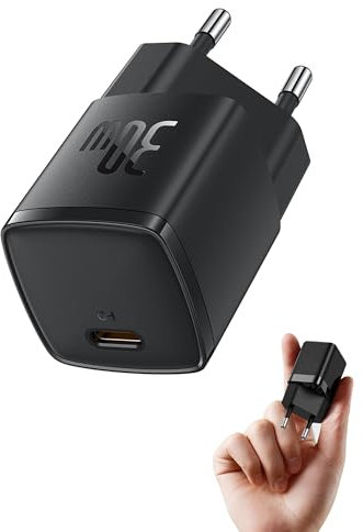 Baseus Caricatore USB C, 30 W, alimentatore di rete per iPhone 15, 14, 13, 12, 11 Pro Max, Samsung Galaxy, caricatore cellulare, caricatore USB, spina di ricarica rapida (5 V/3,0 A)