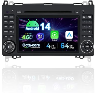 Autoradio DVD NUOTIAN pour Mercedes-Benz Classe A W169 / Classe B W245 / Viano/Vito W639 / Sprinter W906, Radio avec Wi-FI, RDS, DVD, CarPlay, Android 14, écran 7 Pouces 2 DIN, 4 Go + 64 Go