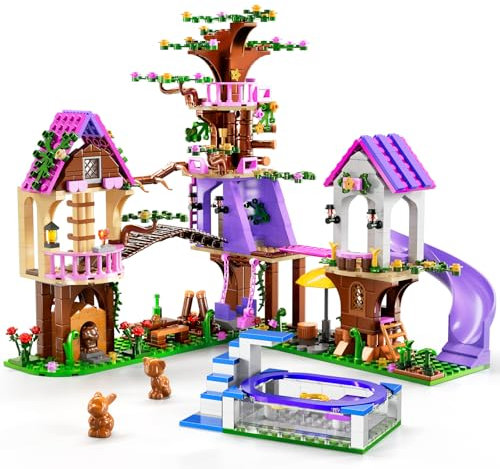 Sitodier Großes Baumhaus-Bauspielzeug für Mädchen, 809PCS Waldhaus Bauklötze mit Tieren und Pool, Geburtstagsgeschenke für Kinder Mädchen Jungen Alter 8 9 10 11 12+