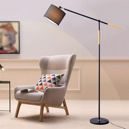 Nordische minimalistische Stehlampe, schwarze Trommelstoff-Stehlampen, verstellbare vertikale Lampe, dekorative Stehlampen für den Innenbereich, Wohnzimmer-Eck-Leselampen, hohe Lampen, Fußschalter, Ma
