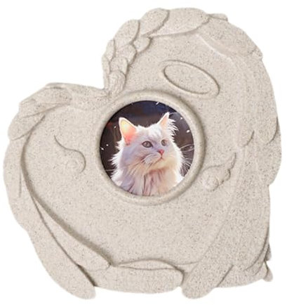 Générique Pierre Commémorative pour Chien Disparu | Stèle Funéraire pour Chien - Marqueur de Cimetière en Cœur avec Cadre Photo et Décoration Funéraire Commémorative