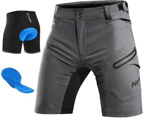 Nepest Mountainbike Hose Herren, 4-Wege-Stretch, Reflektierend Radhose Kurz | Radhose Herren Gepolstert, Leichtes Stretch-Material, Feuchtigkeitsableitend, 3 Taschen, MTB Shorts, Fahrrad, Cycling