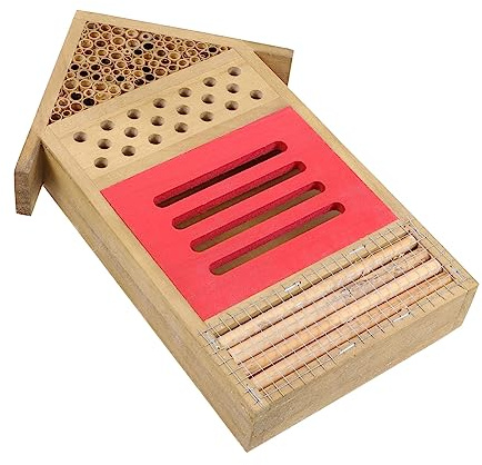 TINEASUR Casa De Madera para Polinizadores Al Aire Libre, Colmena De Abejas Artesanal Tipo B, Ecológica y Segura para Jardín, Refugio Natural Resistente y Sostenible para Insectos Beneficiosos