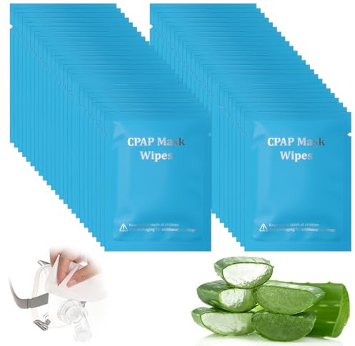 CPAP-Reinigungstücher 15 x 18 cm Maskentücher mit Aloe Vera zur schnellen Reinigung von CPAP-Zubehör 50 Stück