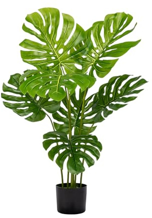 Planta artificial Monstera Deliciosa en maceta, palmera tropical sintética grande con hojas verdes y tallos, ideal para el hogar, oficina, sala de estar y decoración de jardín